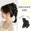 Trenzas para peluca de mujer, estilo celebridad, accesorio para el cabello con lazo, cabello de imitación natural estilo coreano, trenzas retorcidas, pinza de garra, cola de caballo postiza