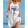 2022 Explosões AliExpress Europeu e Americano Transfronteiriço Urbano Feminino Casual Sexy Impressão Digital 3D NFL Vestido de Alça