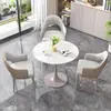 Mesa y Silla de Recepción Modernas y Simples Combinación Mesa de Comedor de Pizarra para Sala de Estar Silla de Comedor Mesa Redonda de Recepción para Tienda Mesa y Silla de Ocio para Balcón