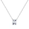 Collar Modian D Color Moissanita para Mujer Plata de Ley S925 Corte Esmeralda Cadena para Clavícula Moderna y Elegante