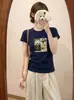 Camiseta feminina de algodão canelado com fonte física de treze fileiras, direto da fábrica, top justo de manga curta, fornecimento exclusivo da segunda leva de verão