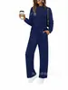 Comercio exterior europeo y americano, ropa de mujer transfronteriza, bestseller de Amazon, primavera y otoño, cuello semi-alto, conjunto de pantalones casuales de manga larga con raya en el pecho