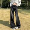 Jeans de Perna Larga de Altura Pequena para Mulheres Jovens Laranja# Cintura Alta Solta Slim Cobertura de Quadril Casual Calças Retas para Todos os Combos
