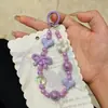 Cadena para Teléfono Móvil Creativa de Corazón y Mariposa, Cadena de Llaves con Cuentas de Color Caramelo, Colgante Exquisito, Accesorios de Moda para Bolsos y Teléfonos Móviles