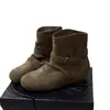 Botines de tobillo redondos estilo retro para mujer 2026, nueva colección otoño/invierno 2026, con diseño interior elevador de altura, detalle de hebilla y tejido plisado