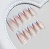 Gato Olho Casual e Descolado Azul Nebuloso Blush Francês Menina Gentil Estilo Ins Europeu e Americano Manicure Removível 30 Peças