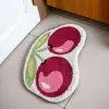 Alfombra de Piso de Imitación Cachemir con Dibujos de Frutas para Dormitorio, Alfombra de Mesita de Noche, Alfombra de Piso Absorbente de Agua y Antideslizante para Baño, Alfombra de Piso Resistente al Desgaste y Fácil de Cuidar