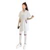 Verano 2025 nuevo traje deportivo de dos piezas con camiseta de manga para mujer talla grande, hermana gorda