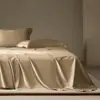 Sábana de una pieza de algodón egipcio de fibra larga de 100 unidades, funda de cama de satén de algodón puro de alta gama Clase A de alta densidad 500TC