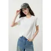 Fresco e Refrescante~Camiseta Nuvem com Gola Crescente Sedosa Infinita e Ombros Normais, Camiseta de Linho Liocel para Mulheres, Novo Modelo 26 H032304