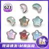 Arete de Titanio F136 con Estrella Iridiscente de Cinco Puntas, Stud para Hélice Auricular de Vidrio, 23 Joyas de Piercing de Aleación de Titanio con Stud para Labio de Superficie Brillante en Forma de Luna
