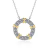 Colar Popular Transfronteiriço de Moissanita com Números Romanos, Padrão Cruz X, Pingente Circular, Corrente Circular para Clavícula Banhada a Ouro 18K