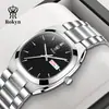 Reloj Cuadrado de Lujo Ligero para Mujer Calendario Dual Luminoso Correa de Acero Sólido Resistente al Agua Reloj de Cuarzo Reloj de Nicho de Alto Valor