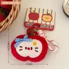 Conjunto Original de Pelúcia Fofo de Maçã e Gatinho Tengyi com Três Peças, Pingente para Decoração de Mochila de Meninas e Bolsa para Armazenamento de Fones de Ouvido