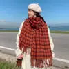 Capa cálida de doble cara estilo coreano para mujer, versátil, de cachemir grueso similar, para oficina, bufanda para primavera y otoño con aire acondicionado