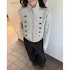 Chaqueta de estilo nuevo 2026 con cuello alto, doble botonadura, cremallera tipo Napoleón, chaqueta corta retro unisex con botones metálicos