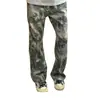 Jeans camuflaje tie-dye estilo americano de calle para hombre, elegantes y sofisticados, corte slim, ligeramente acampanados, pierna recta, modernos