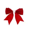 Nuevo estilo navideño lazo de cola de golondrina de doble capa con perlas, caja de regalo de botella de perfume, accesorios para lazos de regalo y accesorios