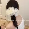 Hermoso Cisne Rosa Ballet Deseo Puro Chica Rosa Gasa Flor Grande para el Cabello Lazo para el Cabello Dulce Gentil Súper Hada Temperamento Cuerda para el Cabello para Mujeres
