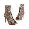 Sandalias de Verano para Mujer Ozon Talla Extra Grande Botas de Mujer Tacón Ultra Alto Tacón Fino Punta Redonda Estampado de Leopardo Europeo y Americano Amazon Botines