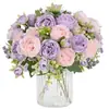 Buquê de peônias artificiais flores de seda decoração de mesa de casamento decoração de casa flores artificiais arranjo floral rosa roxo decoração