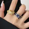 Hebilla de Cinturón Estilo Dulce y Fresco Anillo Estrella para Mujer, Nuevo Bicolor Oro y Plata Esmalte con Incrustaciones de Diamante, Anillo Abierto para Dedo Índice, Diseño Único