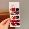 Horquilla Roja Infantil para Festival de Primavera, Pin de Tela Roja con Puntos Blancos Lindo para Niña con Lazo, Horquilla con Ambiente de Año Nuevo