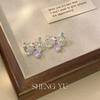 Exquisite Textura Prateada Gota d'Água Diamante Roxo Luz de Luxo Alto Padrão Nicho Único Design Distinto Brincos Brincos para Mulheres