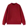 Mu Qiu Roupa Masculina Estilo Old Money Gola Redonda Tricô Trançado Fio Grosso Suéter Masculino Quente Solto Para o Trabalho Preguiçoso Top Tricô