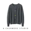 Nuevo cárdigan elegante para otoño e invierno, chaqueta de punto 100% cachemira pura, cálida, cuello redondo, de un solo botón, elegante para mujer