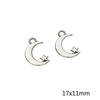 Colgante de Luna y Estrella de Cinco Puntas de Aleación de Plata Antigua Electrochapada Accesorios de Joyería para Pulsera y Collar con Cuentas Hechos a Mano DIY