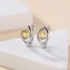 Pendientes Yilu de Plata con Citrino Natural Plata de Ley S925 Hoja de Amatista Cuentas Clip para Oreja Facetado Estilo Más Vendido