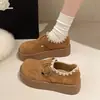 Sapatos com Sola Grossa para Aumentar a Altura, Cobertura Total para Mulheres, Coleção Primavera e Outono 2026, com Fivela, Slip-On, Mocassins Casuais Estilo Birkenstock
