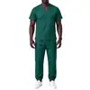 Amazon Transfronterizo Ropa para Lavar a Mano Más Vendida Conjunto Corto de Manga Corta con Aberturas Ropa para Hospital, Doctor, Enfermera Elástica de Secado Rápido Ropa de Trabajo