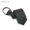 Vestido sin corbata Etiqueta negra Camisa de negocios coreana para hombre Versión estrecha de 7 cm Trabajo Corbata con cremallera Seguridad