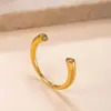 Anillo de Acero Inoxidable de Nuevo Estilo Transfronterizo, Fundido con Diamantes, Anillo Abierto, Moderno y de Alta Gama, Joyería de Acero de Titanio Chapado en Oro de 18 Quilates