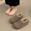 Zapatos Birkenstock cálidos de felpa con suela gruesa para mujer 2026 otoño e invierno nuevos retro slip-on zapatos peludos para persona perezosa zapatos de una sola pieza zapatos de algodón