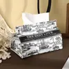 Pintura de Arte Francés Caja de Papel de Cuero Bolsa de Papel Sala de Estar Mesa de Centro Oficina Creativa Caja de Pañuelos Estilo Lujo Ligero Alta Gama