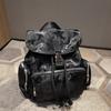 Mochila de Tecido de Nylon Casual para Trabalho com Aba Nova Versátil Grande Capacidade Repelente à Água Fecho de Fivela Cordão Mochila de Viagem