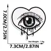 Parche Bordado Corazón Labios Blanco y Negro Estilo Punk Calavera Ojos Personalizado Parche Bordado por Computadora Parche Decoración para Ropa
