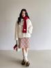 North Island WinterGeming Cor Blocos Retro Laço de Gravata Casaco de Pele Inverno Feminino Top N744C