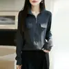 Cárdigan de Punto Minimalista con Cuello Alto y Media Cremallera para Mujer con Bolsillos, Prenda Exterior Adelgazante de Manga Larga
