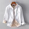 518 Otoño e Invierno Japonés Simple Cálida Camisa Chaqueta Casual para Hombre con Forro Polar Engrosada Manga Larga Color Sólido Camisa Pelo de Hombre