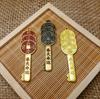 Llavero de latón dorado para bolso de hombre y mujer, colgante para llave de coche, cuerda hecha a mano, accesorios de joyería de la suerte del dinero de los Cinco Emperadores