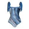 Traje de Baño Entero Europeo y Americano Nuevo 2024 Transfronterizo Aliexpress Amazon Ondulación de Agua Traje de Baño Bikini Entero Set