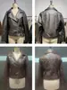 Chaqueta de cuero para mujer transfronteriza, estilo europeo y americano, cintura entallada, efecto adelgazante, aspecto vintage desgastado, estilo motero, cremallera asimétrica