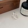 Anillo geométrico de plata de ley S925 para mujer, lujo ligero, alta gama, anillo abierto exagerado con diseño de línea entrelazada, ajustable