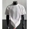 Camiseta Masculina Roxo de Alta Qualidade, Manga Curta, Tendência de Luxo, Top Desconstruído com Rebites Estilo Americano para o Verão