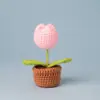 Ramo de Tulipanes Tejidos para el Día de la Mujer, Flor Tejida con Hilo Producto Terminado, Regalo para el Día de la Mujer para Actividades de Empleados
