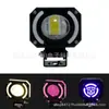 Lente de Farol de Holofote LED Universal para Motocicleta Transfronteiriça Farol Alto e Baixo Amarelo e Branco Mais Holofote RGB